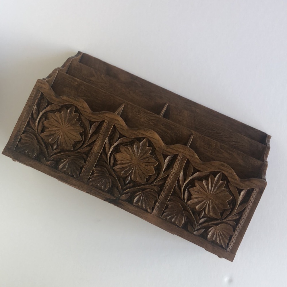 Vintage Lerner Faux Wood Plastic Boho Style Mail Sorter